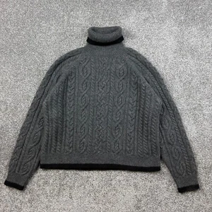Vintage Classiques Entier Fisherman Sweater Women’s L Gray Wool Turtleneck Cable - Picture 1 of 6