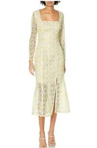 Elliatt Women's Apparel Women's Aquarius Long sleeve Lace Midi Dress, Yellow, M - Picture 1 of 2