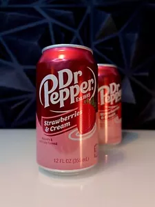 Nuovissima rara fragole e crema Dr Pepper 12 once sapore di soda (2 lattine) - Foto 1 di 3