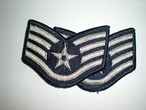 USAF PRE-1992 SSGT COLOR RANK - SMALL SHIRT SIZE - 1 PAIR - Picture 1 of 1