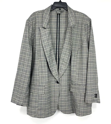 Worthington Blazer Womens Plus 3X Houndstooth Plaid Single Button Jacket NWT - Image 1 of 4