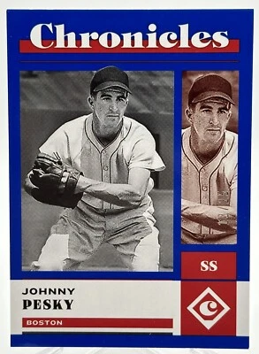 JOHNNY PESKY BOSTON RED SOX 2023 PANINI CHRONICLES BLUE #22 /25 - Image 1 of 2