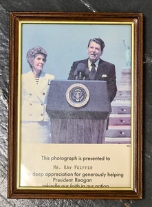Framed President Ronald Reagan Nancy Reagan Photo Statue of Liberty New York - Picture 1 of 1