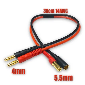 ✅ Cavo di ricarica 2x 4 mm spina banana su spina 5,5 mm + presa per batteria LiPo RC ✅ - Foto 1 di 12