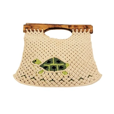 Bolso tortuga macramé crudo años 70  Foto 1 de 4