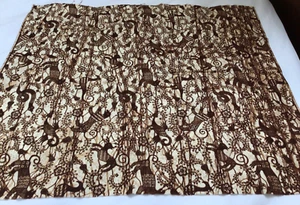 Vintage Cotton Print  Batik Animals, Snakes Brown on Cream 39" Long x 46" Wide - Picture 1 of 6