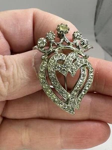 Broche prendedor vintage de plata Hearts 2 Infinity diamantes de imitación transparentes M-4880 - Imagen 1 de 3