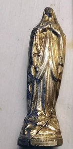 French Brocante Miniature Madonna Figurine Antique Brass Christian Religious 3" - Picture 1 of 4