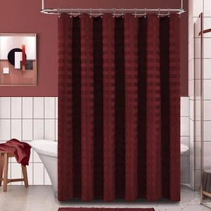 Extra Long Shower Curtain - 84 Inch Stripes Woven Weighted Thick Cloth Bathro... - Picture 1 of 6