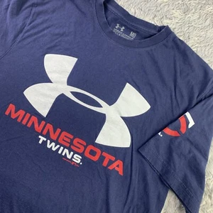 Minnesota Twins Shirt Mens Medium Blue White Red Under Armour Charged HeatGear - Picture 1 of 11