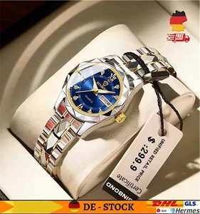 Luxus Damen Uhr leuchtende wasserdichte Armbanduhr Frauen Edelstahl - Bild 1 von 15