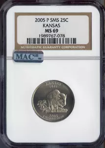 2005-P Kansas Quarter NGC MS69 SMS Qualità - Foto 1 di 2