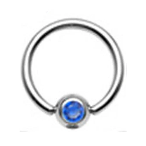 Pair of 14 Gauge 716 inch 5mm Ball Surgical Steel Rings Press Fit Gem CZ C238 - Image 1 of 1