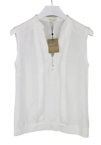 MASSIMO DUTTI 6810 T-Shirt Women's MEDIUM Sleeveless Silk Blend White - Picture 1 of 8
