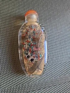 Chinese Rock Crystal Snuff Bottle Dual Side Internal Painting With Box - Picture 1 of 9