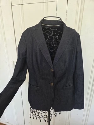 Talbots Denim Blazer Nautical Buttons Dark Blue Size 8 Career Jacket preppy  - Image 1 of 4