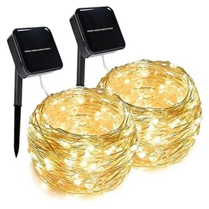2 Pack Outdoor Solar String Lights, Christmas Lights 39.4 FT 120 Warm White - Picture 1 of 8