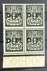 1923 Deutsch Danzig 4 Briefmarken Block Mi:DA D37 Beamte o/Druck DM MNH ss /1851 - Bild 1 von 1