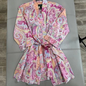 Bata de cachemira multicolor rosa M Lauren Ralph Lauren para mujer - Imagen 1 de 8