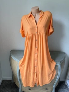 Vestido Camisa Cuddl Duds M L XL 1x Ropa Flexible Brunch a Playa Jersey Naranja Talla Grande - Imagen 1 de 8