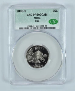 2008-S Washington State Quarter Alaska CLAD PR69 DCAM CAC CACg *6221 - Picture 1 of 5
