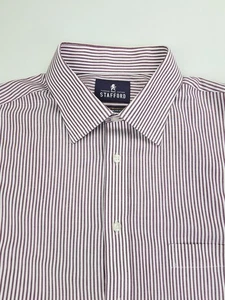 Camicia uomo Stafford regular taglia 16,5 32-33 bordeaux bianca a righe collo largo - Foto 1 di 9