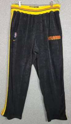 Vintage Nike Team Sports Atlanta Hawks Black Velour Throwback Warm Up Pants XL - Image 1 of 4