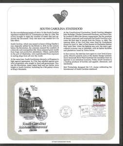 2343 Artcraft FDC on Postal Commem. Society Panel, South Carolina Bicentennial - Picture 1 of 1