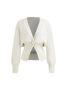 Cardigan Sweater for Women Knitted Long Sleeve V Neck Trendy Open Front Butto... - Picture 1 of 7
