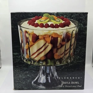 Indiana Glass 8.5" Tall Trifle Dessert Bowl Pedestal Clear Glass In Original Box - Picture 1 of 15