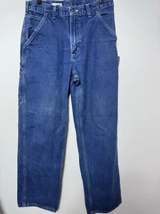 Vintage Carhartt Denim Dungaree Jeans Size 32x32 - Picture 1 of 11