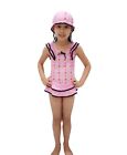 Girls 2 Piece Pink Swimming Costume with Hat 2-3 to 6-7 Years 