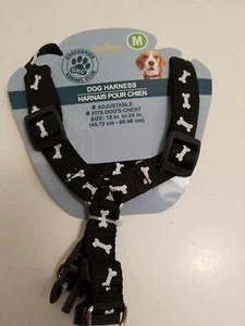 Dog Harness Size Medium Black With White Bones - Picture 1 of 9