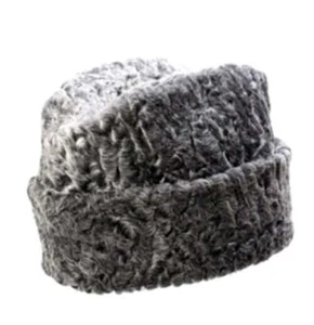 Men's Sz 24"  New Black or Gray Persian Lamb Fur Hat  Man Grey MEN - Picture 1 of 3