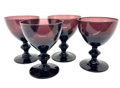 Conjunto de 4 taças de ametista roxa vidro arte Thomas O’Brien - Imagem 1 de 4