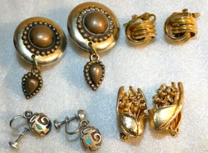 4 pair vintage Clip On/ SB Earrings Virginia Shepley Trifari, Pat Nos, unmarked - Picture 1 of 14