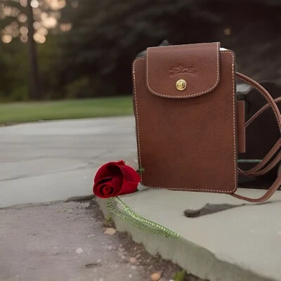 AUTH NWOT Longchamp Epure Notebook XS Pouch Crossbody Bag In Brown/ Gold - Image 1 of 4