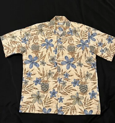 Half Moon Bay  Men's Hawaii Floral Beige blue Large - Image 1 of 4
