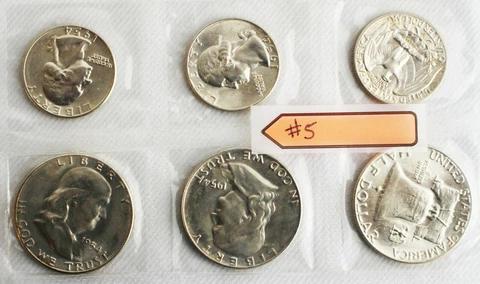 1954 P D S Coin Set 3rd Party Put Together 25c & 50c Coins 6 Silver Uncirculated Cover