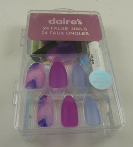 faux nails pink s purples glue elegant Claire's - Picture 1 of 5