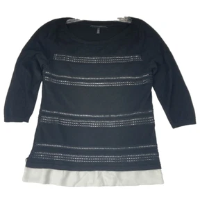 Suéter de ganchillo para mujer White House Black Market manga larga negro talla M - Imagen 1 de 14