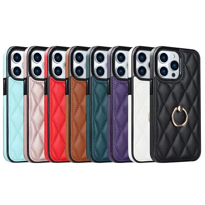 Women Luxury PU Leather Case with Ring For iPhone 15 14 13 12 11 Pro Max XR 8 7 - Image 1 of 4