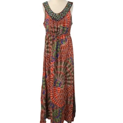 Maxi Vestido Valerie Stevens Para Mujer Sin Mangas Cuentas Multicolor Abstracto Talla XL Foto 1 de 4