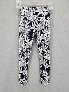 NEW LuLaRoe Kids Leggings Blue/White Floral Pattern  S/M - Picture 1 of 6