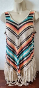 Say What ? Women's Sleeveless Crochet Fringe Top Boho Hippy Festival Sz S NWOT - Picture 1 of 12
