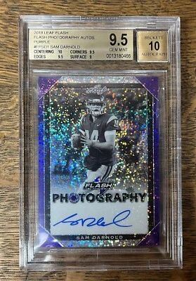 2018 Leaf Flash Sam Darnold Photography Auto Purple /25 BGS 9.5 sub 10 Rookie RC - Image 1 of 2