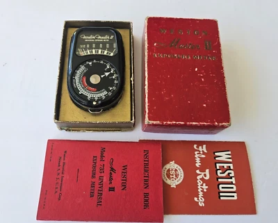 Medidor de exposición Weston Master II de colección modelo universal 735 con caja y papeles Foto 1 de 3