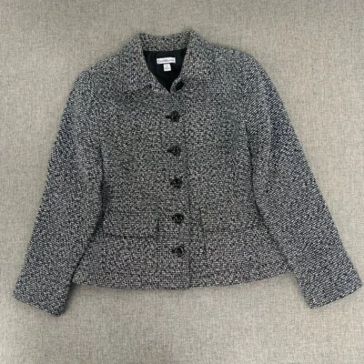 Croft & Borrow Knit Blazer Jacket Button Down Black White Medium Acrylic. - Image 1 of 4