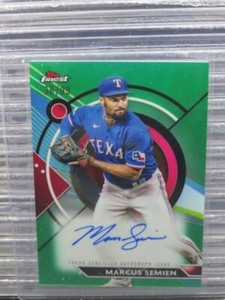 2023 Topps Finest Marcus Semien Green Refractor Autograph Auto #36/99 Rangers