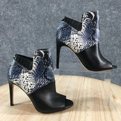 Calvin Klein Boots Womens 5.5 Sarine Peep Toe Stiletto Bootie Black Faux Leather - Image 1 of 4